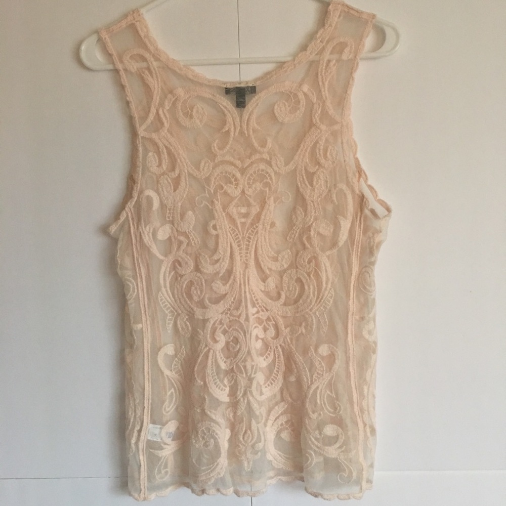 Express Lace Detail Sheer tank size S - Picture 3 of 3